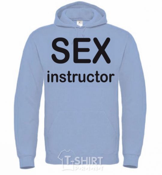 Men`s hoodie SEX INSTRUCTOR sky-blue фото