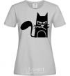 Women's T-shirt ANGRY CAT grey фото