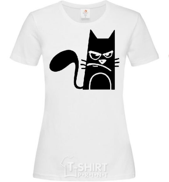 Women's T-shirt ANGRY CAT White фото