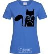 Women's T-shirt ANGRY CAT royal-blue фото