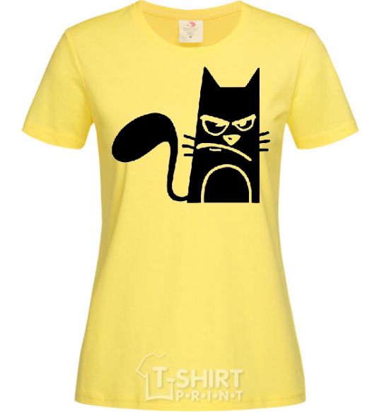 Women's T-shirt ANGRY CAT cornsilk фото