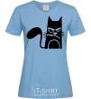Women's T-shirt ANGRY CAT sky-blue фото