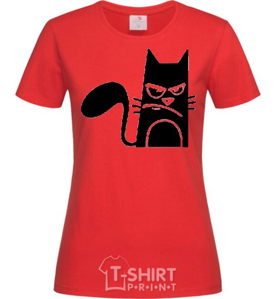 Women's T-shirt ANGRY CAT red фото