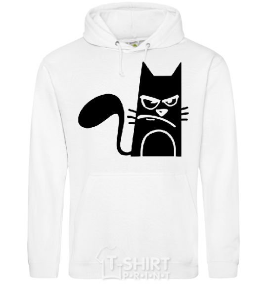 Men`s hoodie ANGRY CAT White фото