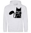 Men`s hoodie ANGRY CAT sport-grey фото