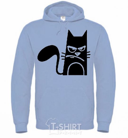Men`s hoodie ANGRY CAT sky-blue фото