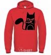 Men`s hoodie ANGRY CAT bright-red фото