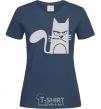 Women's T-shirt ANGRY CAT navy-blue фото