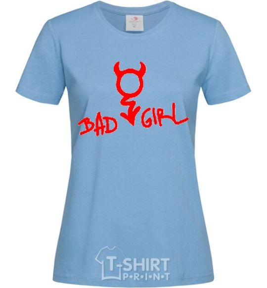 Women's T-shirt BAD GIRL Devil sky-blue фото