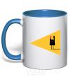 Mug with a colored handle HANDS OFF royal-blue фото