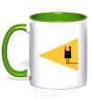 Mug with a colored handle HANDS OFF kelly-green фото