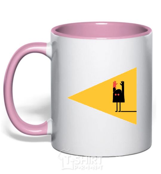 Mug with a colored handle HANDS OFF light-pink фото