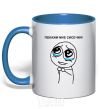 Mug with a colored handle SHOW ME YOUR BOOBS royal-blue фото