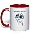 Mug with a colored handle SHOW ME YOUR BOOBS red фото