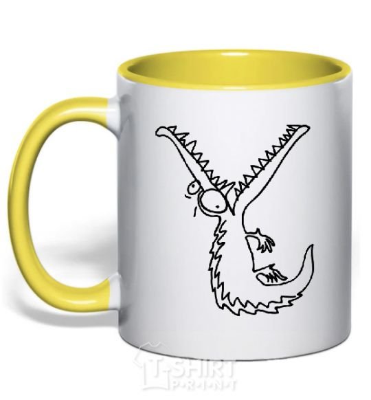 Mug with a colored handle CROCODILE yellow фото