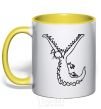 Mug with a colored handle CROCODILE yellow фото