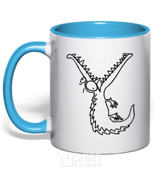 Mug with a colored handle CROCODILE sky-blue фото