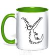 Mug with a colored handle CROCODILE kelly-green фото
