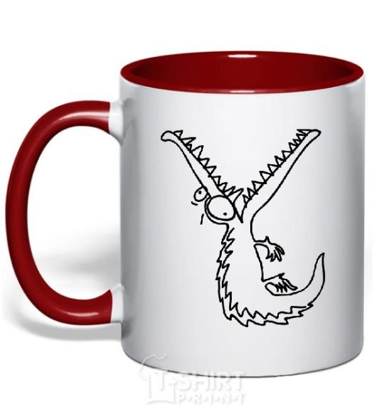 Mug with a colored handle CROCODILE red фото