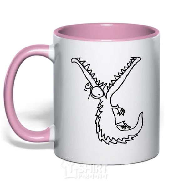 Mug with a colored handle CROCODILE light-pink фото