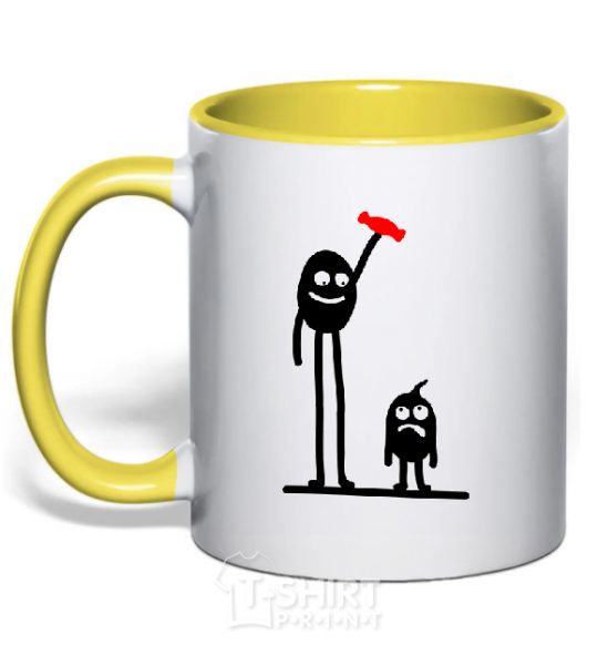 Mug with a colored handle GIVE ME A CANDY! yellow фото