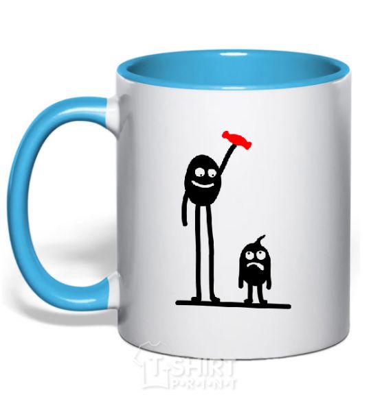 Mug with a colored handle GIVE ME A CANDY! sky-blue фото