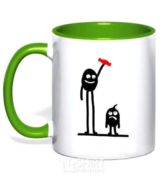 Mug with a colored handle GIVE ME A CANDY! kelly-green фото