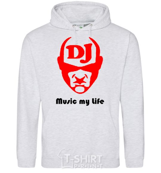 Men`s hoodie MUSIC IS LIFE sport-grey фото