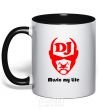 Mug with a colored handle MUSIC IS LIFE black фото