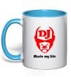 Mug with a colored handle MUSIC IS LIFE sky-blue фото
