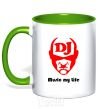 Mug with a colored handle MUSIC IS LIFE kelly-green фото