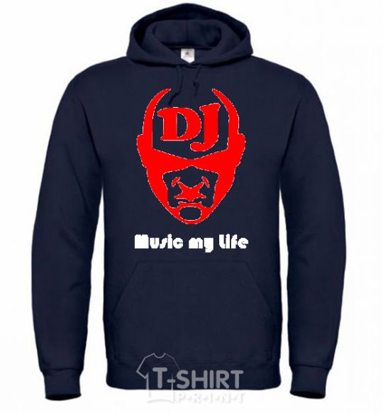 Men`s hoodie MUSIC IS LIFE navy-blue фото