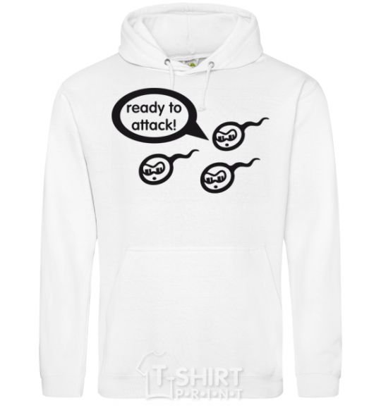 Men`s hoodie READY TO ATTACK White фото