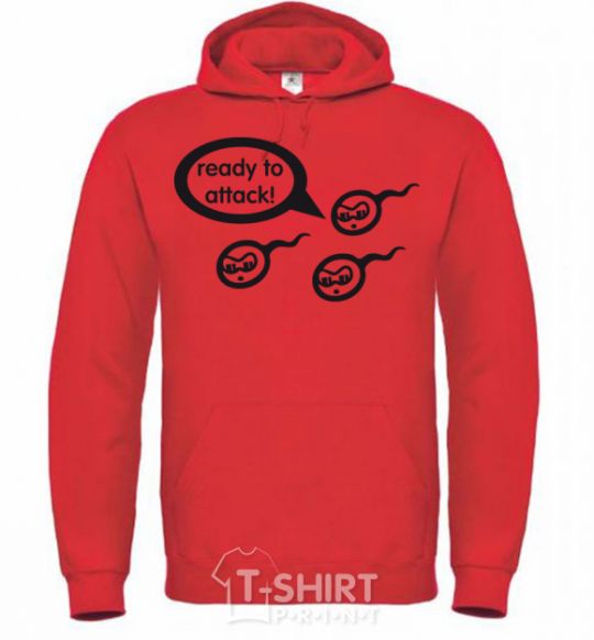 Men`s hoodie READY TO ATTACK bright-red фото