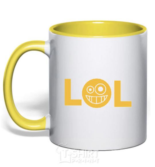 Mug with a colored handle LOL yellow фото