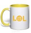 Mug with a colored handle LOL yellow фото