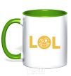 Mug with a colored handle LOL kelly-green фото
