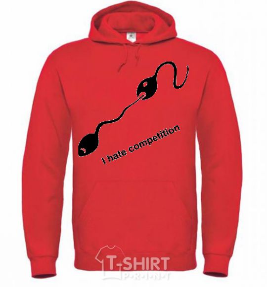 Men`s hoodie I HATE COMPETITION bright-red фото
