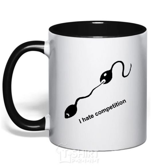 Mug with a colored handle I HATE COMPETITION black фото