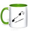 Mug with a colored handle I HATE COMPETITION kelly-green фото