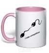 Mug with a colored handle I HATE COMPETITION light-pink фото