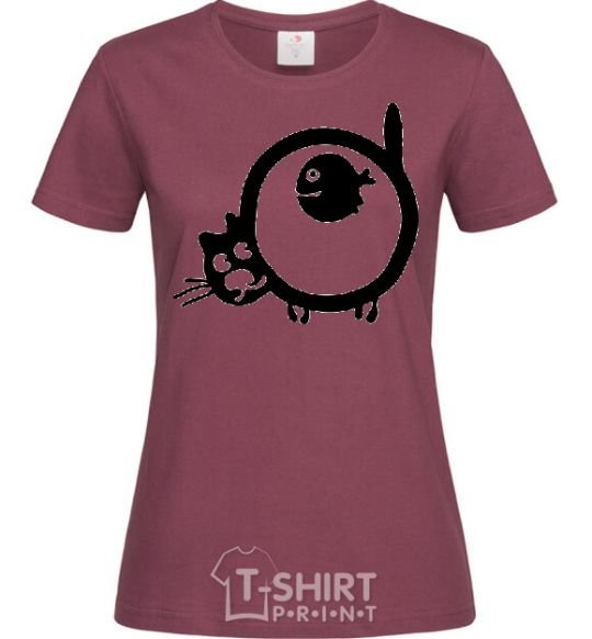 Women's T-shirt WHO ATE THE FISH? burgundy фото