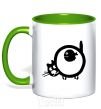 Mug with a colored handle WHO ATE THE FISH? kelly-green фото