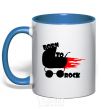 Mug with a colored handle BORN TO ROCK royal-blue фото