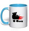 Mug with a colored handle BORN TO ROCK sky-blue фото