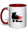 Mug with a colored handle BORN TO ROCK red фото