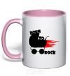 Mug with a colored handle BORN TO ROCK light-pink фото