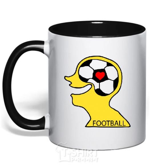 Mug with a colored handle FOOTBALL BRAIN black фото