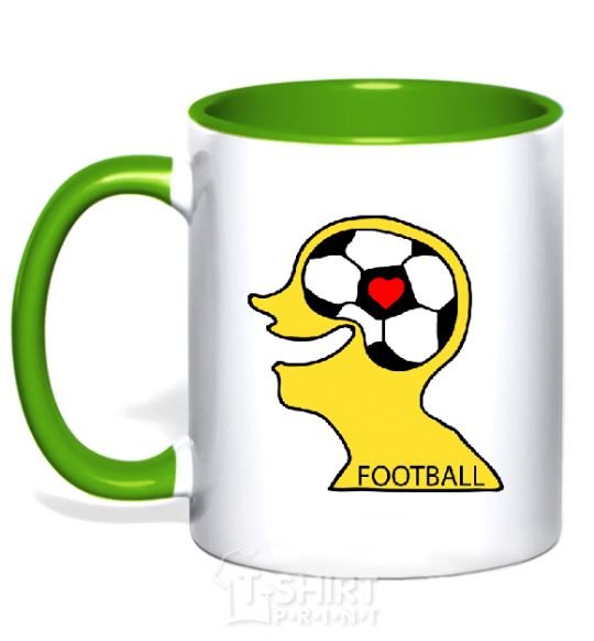 Mug with a colored handle FOOTBALL BRAIN kelly-green фото