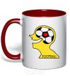 Mug with a colored handle FOOTBALL BRAIN red фото